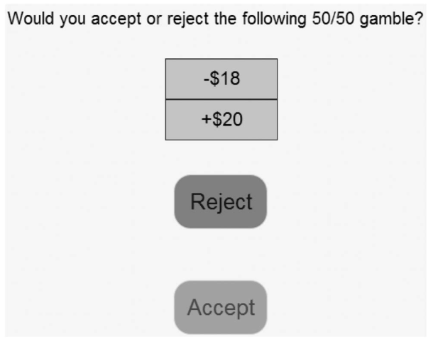 Screenshot of lottery task used to investigate loss aversion. This screenshot is from Walasek and Stewart (2015, Figure 1).